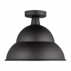 Barn Light 1-Light Outdoor Flushmount Ceiling Light in Black