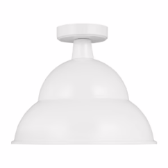 Barn Light 1-Light Outdoor Flushmount Ceiling Light in White
