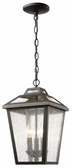 Bayland 3-Light Outdoor Chain Mount Ceiling Fixture Light In Oil Rubbed Bronze