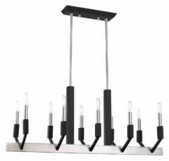 Beckett 10-Light Linear Chandelier in Brushed Nickel & Black