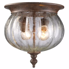Belmont 2-Light Outdoor Flush Ceiling Mount Fixture Ceiling Light In Weathered Bronze
