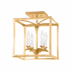 Bergamo 4-Light Flush Mount Ceiling Light in Vintage Gold Leaf