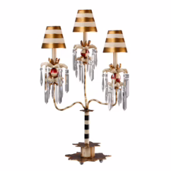 Birdland 1-Light Table Lamp in Black, Cream and Gold Stripes