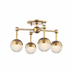 Boca 4-Light 10" Ceiling Light in Aged Brass