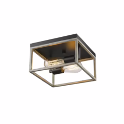 Bonnie 2-Light Flushmount Ceiling Light In Matte Black Grey Wood