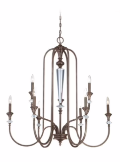 Boulevard 9-Light Chandelier in Mocha Bronze Silver Wash