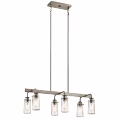Braelyn 34" 6-Light Linear Chandelier in Classic Pewter