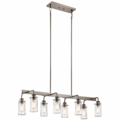 Braelyn 42" 8-Light Linear Chandelier in Classic Pewter