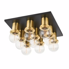 Brandi 9-Light Flush Mount Ceiling Light in Aged Brass with Soft Black