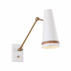 Brickell 1-Light Wall Sconce in Matte White with Hazelnut Leather