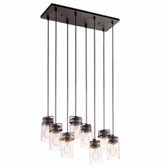Brinley Farmhouse 25" 8-Light Linear Pendant in Olde Bronze
