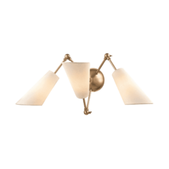 Buckingham 3-Light 12" Wall Sconce in Aged Brass