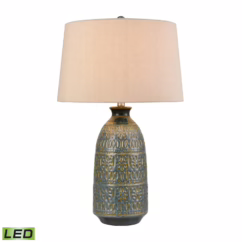 Burnie 1-Light LED Table Lamp in Blue Glazed