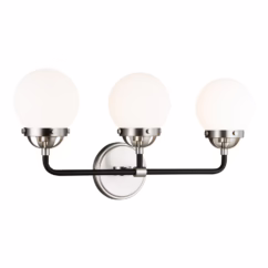 Cafe 3-Light Bathroom Vanity Light in Brushed Nickel