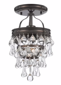 Calypso 8" Ceiling Light in Vibrant Bronze with Clear Glass Drops Crystals