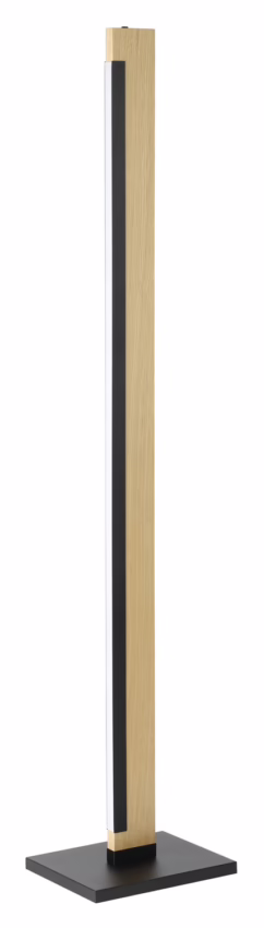 Camacho 1-Light LED Floor Lamp in Black, Wood