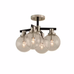 Cameo 4-Light Ceiling Light in Matte Black Finish With Nickel Accents