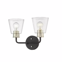 Cameron 2-Light Bathroom Vanity Light In Matte Black Modern Gold