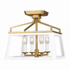 Carlow 4-Light Ceiling Light in White Matte And Burnished Brass by Chapman & Myers