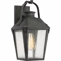Carriage 1-Light Outdoor Wall Lantern in Mottled Black