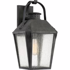 Carriage 1-Light Outdoor Wall Lantern in Mottled Black