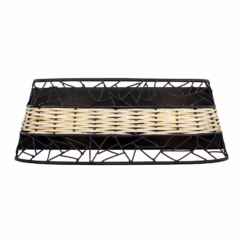 Cayman 2-Light Wall Sconce in Black and Natural Rattan