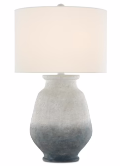 Cazalet 1-Light Table Lamp in Ash Ivory with Blue with Acrylic White