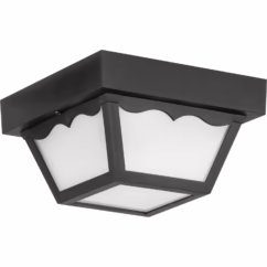 Ceiling Mount - Polycarbonate 1-Light Outdoor Flush Mount in Black