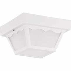 Ceiling Mount - Polycarbonate 1-Light Outdoor Flush Mount in White