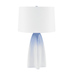 Chappaqua 1-Light Table Lamp in Aged Brass With Gloss Sky Ombre Ceramic