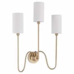 Charlotte 3-Light Wall Mount in Aged Brass