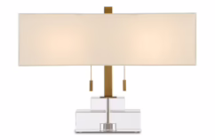 Chiara 2-Light Table Lamp in Clear with Antique Brass