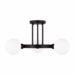 Clybourn 3-Light Semi-Flush Ceiling Light in Midnight Black