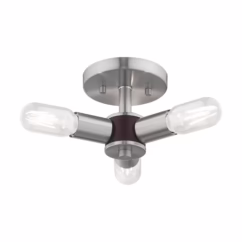 Copenhagen 3-Light Ceiling Mount in Brushed Nickel w with Bronzes