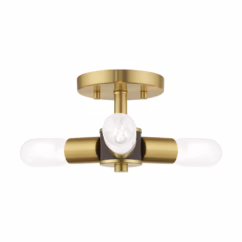 Copenhagen 3-Light Ceiling Mount in Satin Brass w with Bronzes