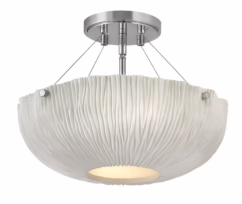 Coral 3-Light Semi-Flush Ceiling Light In Shell White