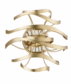 Corbett Calligraphy 2-Light Wall Sconce in Gold Leaf With Polished Stainless