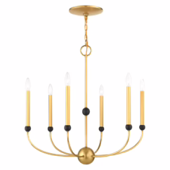 Cortlandt 6-Light Chandelier in Natural Brass w with Bronzes