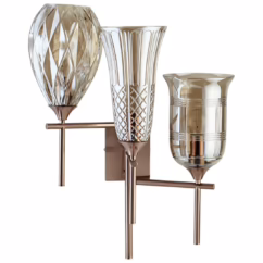 Darcey 27" 3-Light Cognac Glass Wall Sconce in Satin Copper
