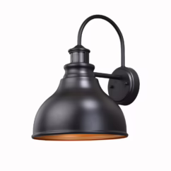 Delano 1-Light Motion Sensor Outdoor Wall Light in Oil Burnished Bronze and Light Gold