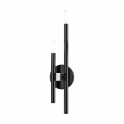 Denmark 2-Light Wall Sconce in Black Chrome w with Brushed Nickels