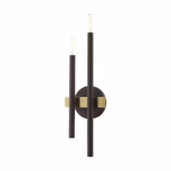 Denmark 2-Light Wall Sconce in Bronze w with Antique Brasss