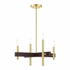 Denmark 4-Light Chandelier in Satin Brass w with Bronzes