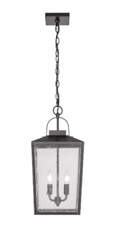Devens 2-Light Outdoor Hanging Lantern in Powder Coated Black