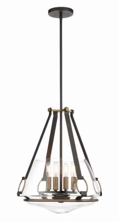 Eden Valley 4-Light Ceiling Light in Smoked Iron with Aged Gold