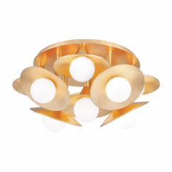 Emerald 9-Light Semi-Flush Ceiling Light in Vintage Gold Leaf