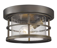 Exterior Additions 1-Light Outdoor Flush Ceiling Mount Fixture Ceiling Light In Oil Rubbed Bronze