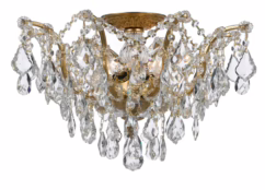 Filmore 5-Light 19" Ceiling Light in Antique Gold with Clear Swarovski Strass Crystals