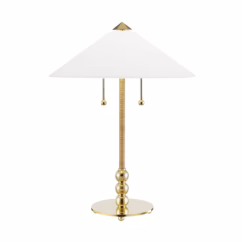 Flare 2-Light Table Lamp in Aged Brass