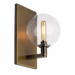 Gambit 2700K LED 9" Wall Sconce in Aged Brass and Clear